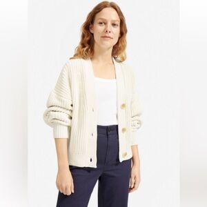 Everlane Texture Cotton Crop Cardigan (cream)